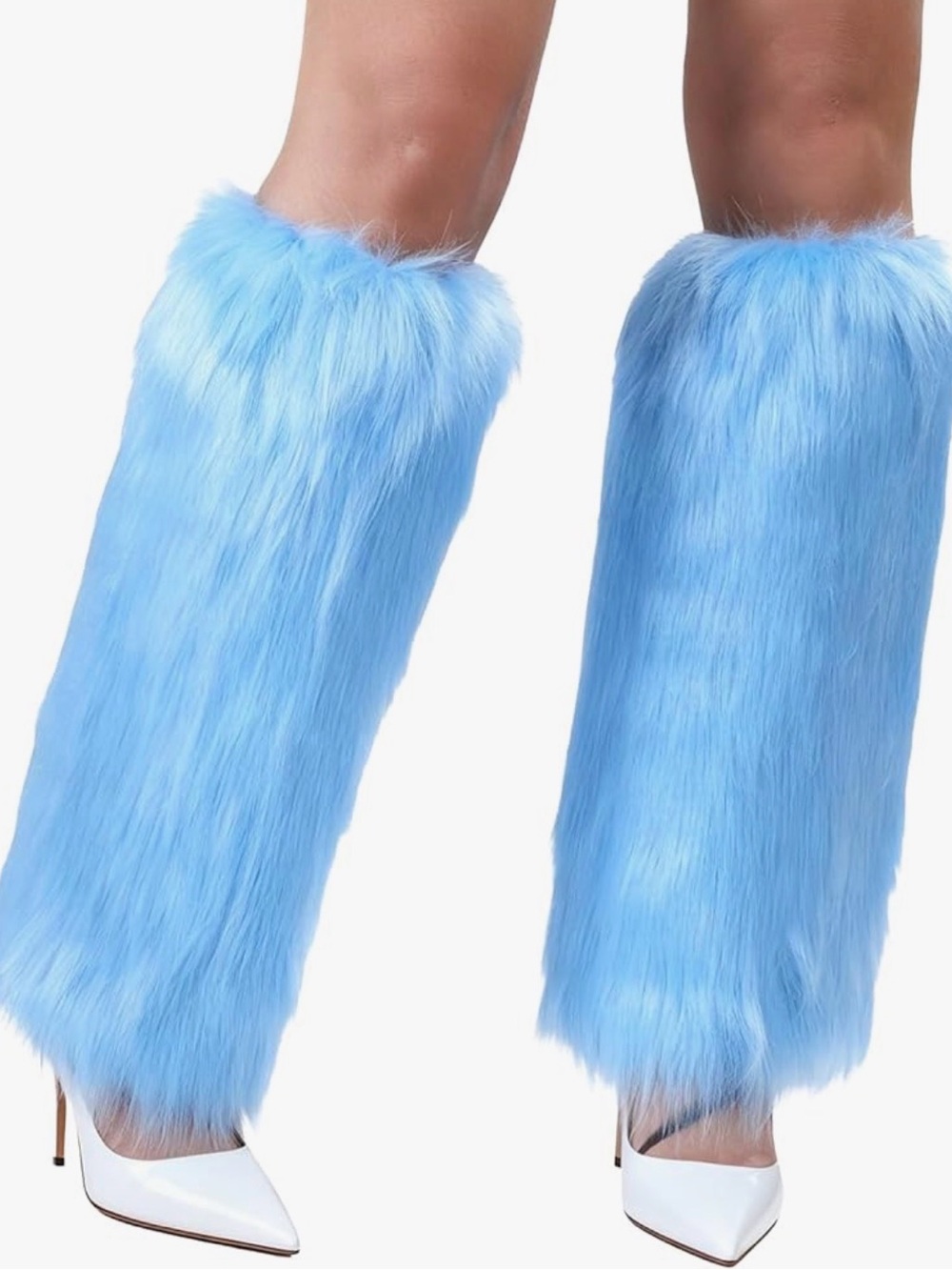 Sky Blue Faux Fur Leg Warmers